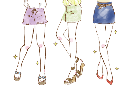 キラキラとした女性の足